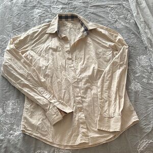 Men's Burberry Cream Button-Up Shirt